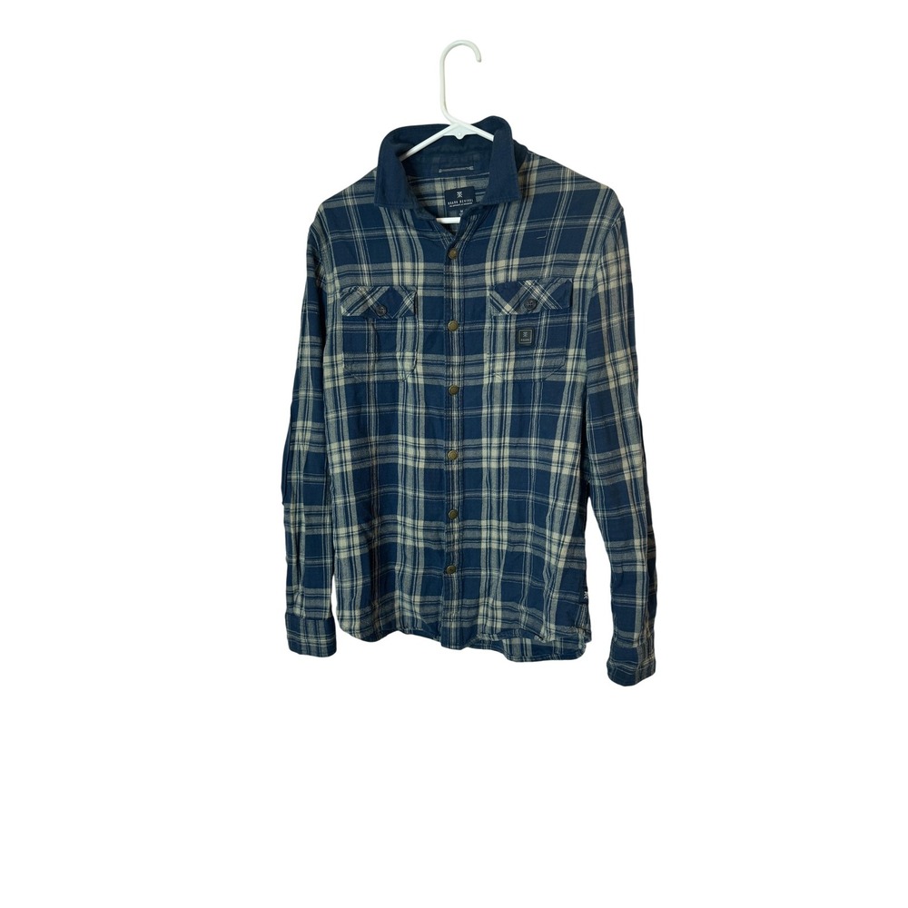 Roark Revival Shirt Mens Medium Blue Plaid Flannel Button Front Casual Outdoor